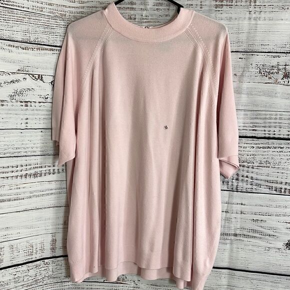 Hampshire Studio sweater womens plus size X3 Knit Crew neck Made In Korea Pink - Picture 1 of 6